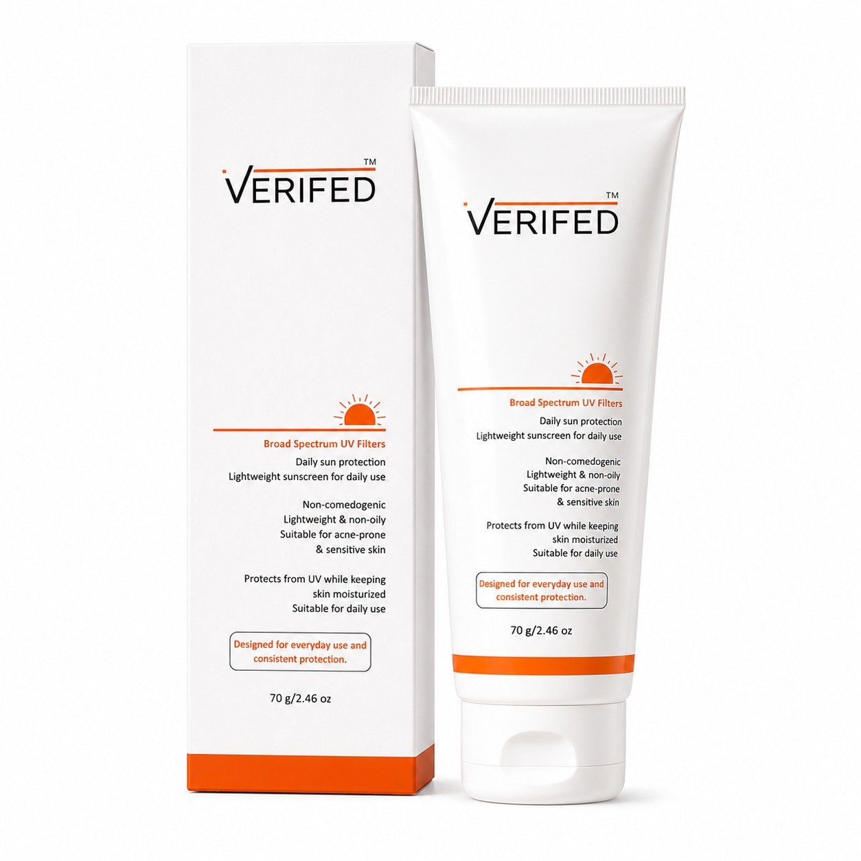 VERIFED Sunscreen, 70 g tube